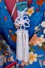 Detail of obi on a womans Japanese kimono, Kyoto, Japan Art Print